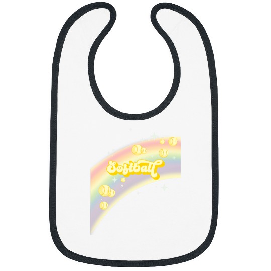 Sport Softball I Love Softball Pastel Rainbow Stars Aesthetic and Yellow Bibs