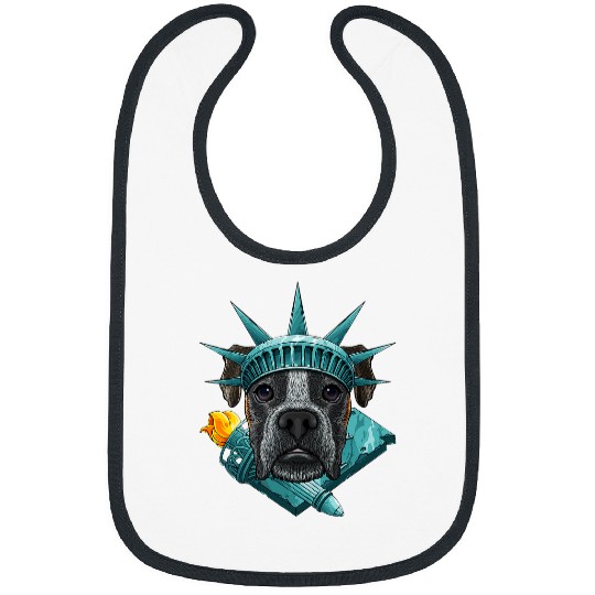 Boxer Pet Statue Of Liberty Boxer 4th Of July Dog USA America Bibs