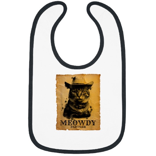 Meowdy Partner Funny Cat Cowboy Hat Country Farmer Animal Bibs