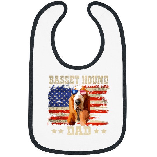 Basset Hound Pet Dad Merica American Flag Dog Men July 4th USA Bibs