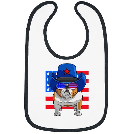English Bulldog Pet 4th of July Merica USA Flag Patriotic Bibs