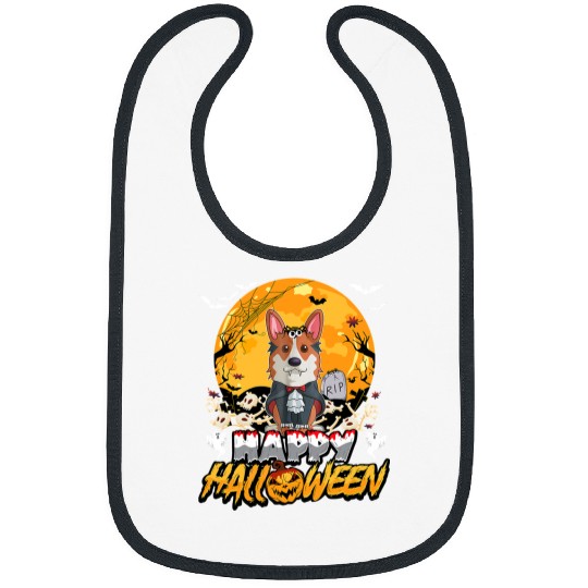 Corgi Pet Dog Vampire Halloween And Moon Halloween Welsh Corgi 308 Bibs