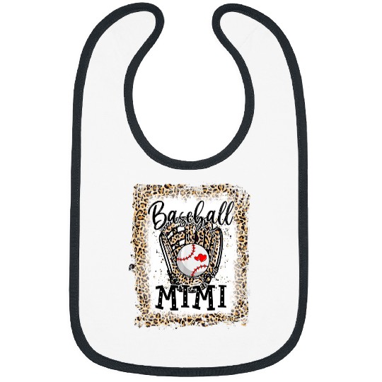 Sport Baseball Bleached Baseball Mimi Leopard Game Day Baseball Mothers day Bibs