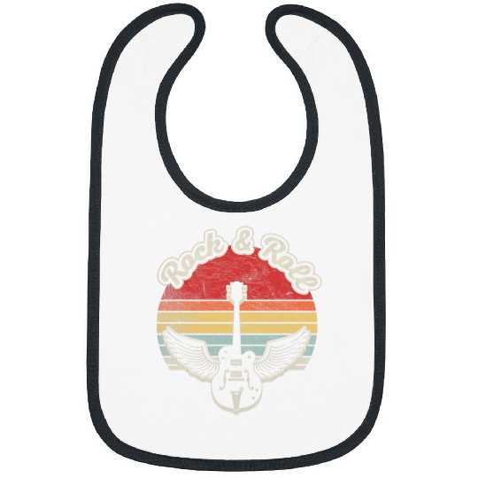 Funny Guitar Retro Vintage Rock And Roll Guitar Wings Music Lover Gifts Bibs