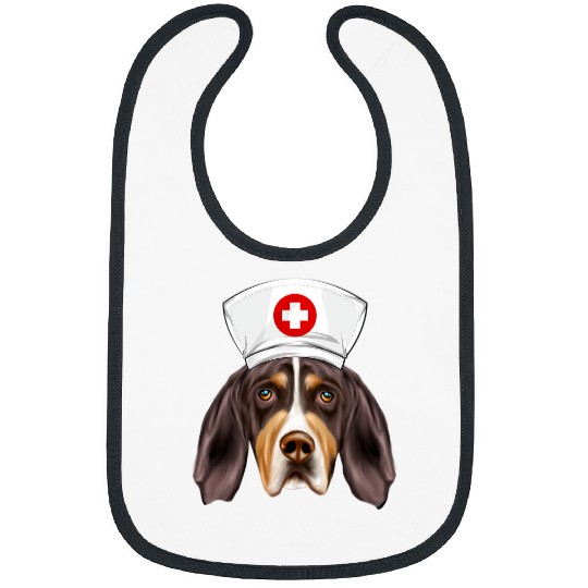 Coonhound Pet Treeing Walker Coonhound Wearing a nurses Hat Bibs