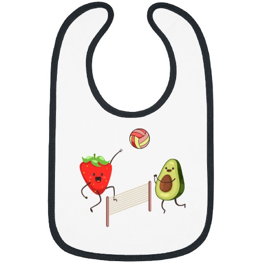 Sport Volleyball Funny Strawberry Avocado Playing Volleyball Gift Teen Girls Bibs