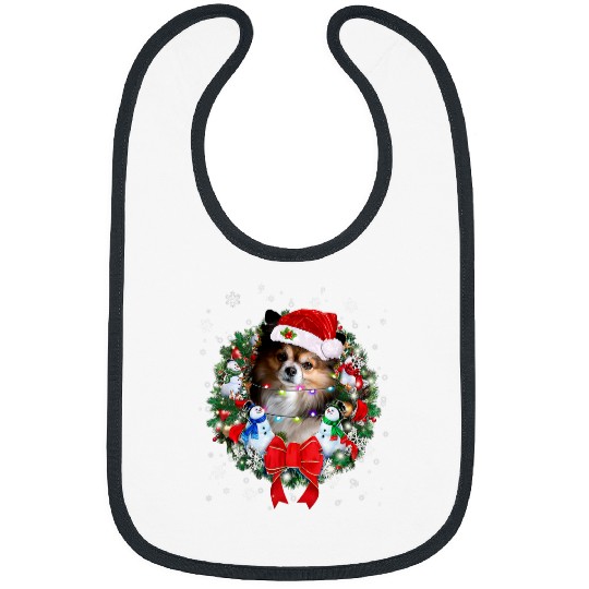 Papillon Pet Christmas Wreath Decoration xmass Pajamas Bibs