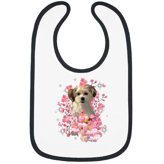 Chinese Crested Pet Powderpuff Cherry Blossom Flowers Bibs