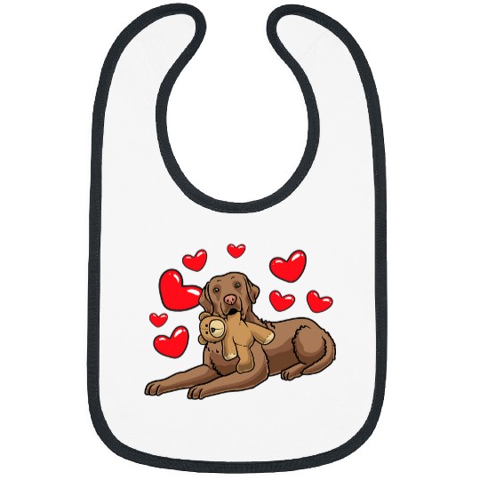 Chesapeake Pet Bay Retriever Dog With Stuffed Animal And Hearts Bibs