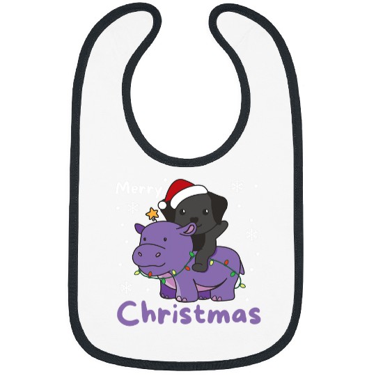 Labrador Pet Christmas Hippo Labrador Merry Christmas Hippopotamus 39 Bibs