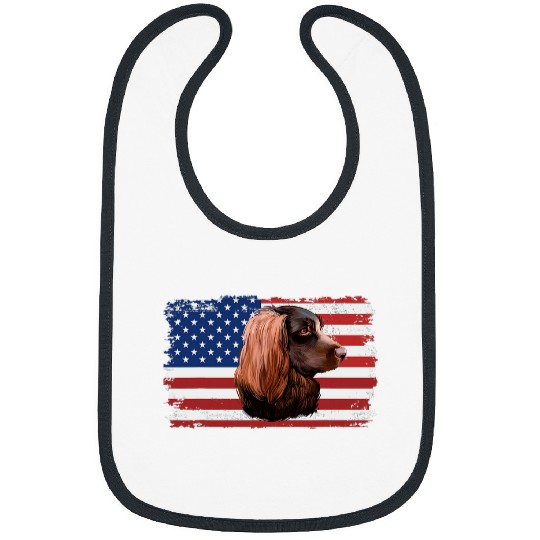 Boykin Spaniel Pet Dogs 365 Vintage Boykin Spaniel Dog US American Flag Bibs