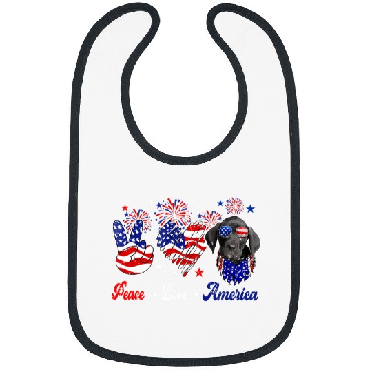 Great Dane Pet Peace Love America Cute Great Dane Sunglasses American Flag Bibs