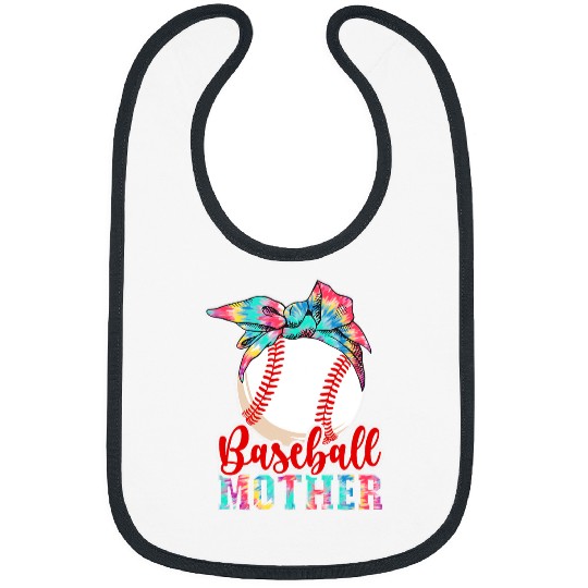 Sport Baseball Mother Mom Gigi Rainbow Messy Bun Mothers Day Bibs