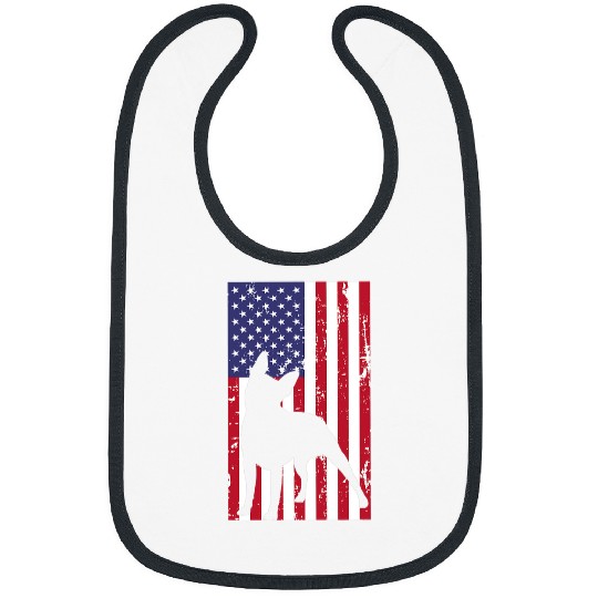 Boston Terrier Pet Distressed Patriotic All American USA Flag Bibs