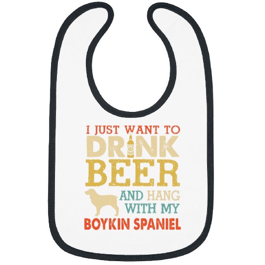Boykin Spaniel Pet Dad Drink Beer Hang With Dog Funny Vintage Bibs