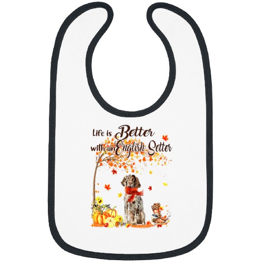 English Setter Pet English Setter Maple Tree Thanksgiving Day Cute Dog Fall Bibs