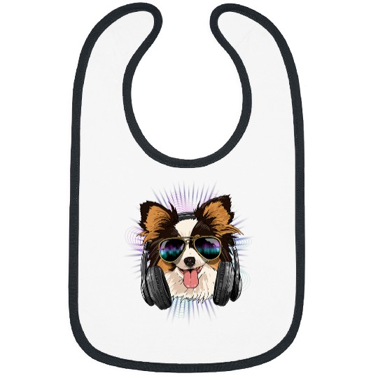 Papillon Pet EDM House Music DJ Papillon Dog Music Lover Music Artist Bibs