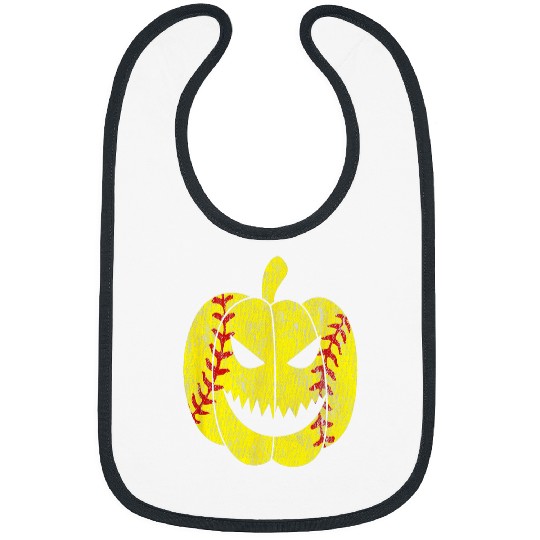 Sport Softball Player Scary Pumpkin Vintage Costume Halloween 3 Bibs