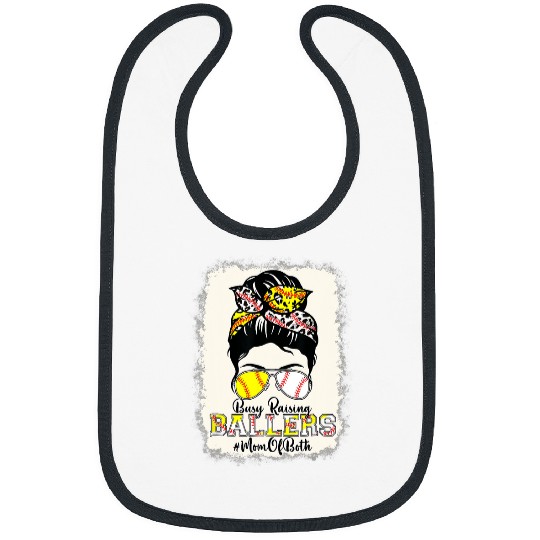 Sport Baseball Messy Bun Mom Of Both Baseball Softball Busy Raising Ballers 2 Bibs