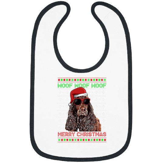 Boykin Spaniel Pet Funny Woof Merry Christmas Bibs