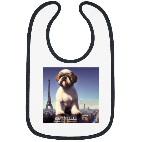 Shih Tzu Pet Eiffel Tower France Paris Gift Men Women Bibs