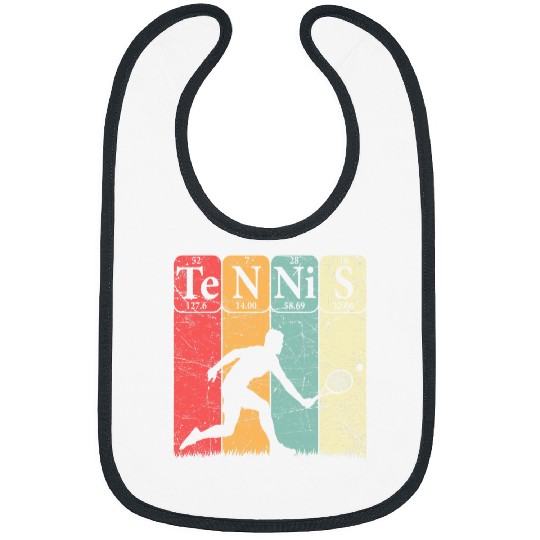Sport Ping Pong Periodic Table Elements Tennis Player Nerd Vintage Bibs