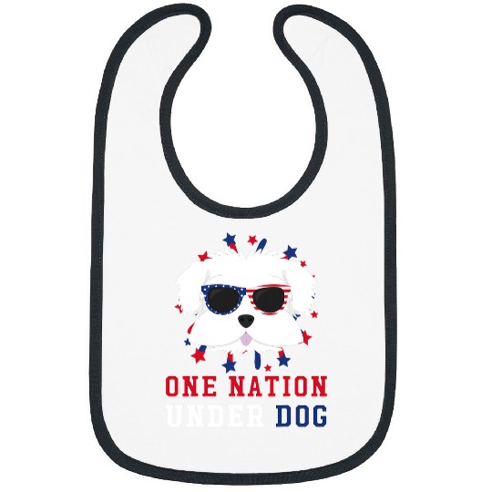 Maltese Pet One Nation Under Dog Fourth Of July Bibs