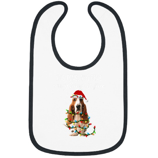 Basset Hound Pet Im Fine Everything Is Fine Basset Hound Christmas Lights Bibs