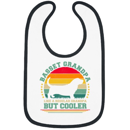 Basset Hound Pet Mens Basset Dog Lover Funny Vintage Basset Grandpa Fathers Day Bibs