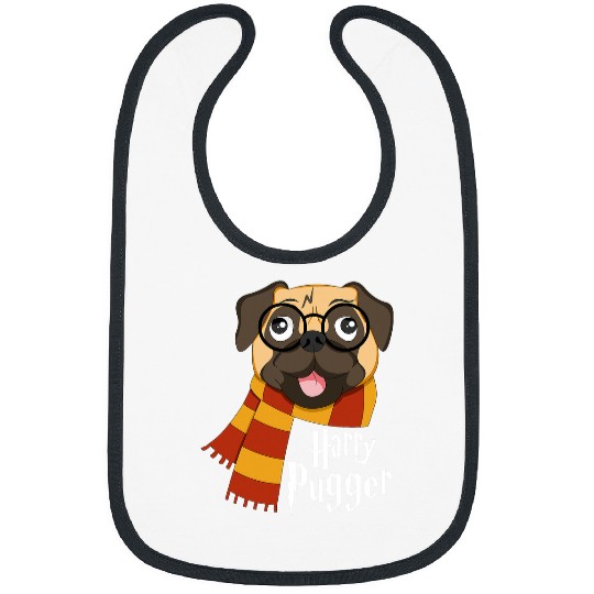 Pug Pet Harry Pugger Funny Pug Owner Wizard Lover Bibs