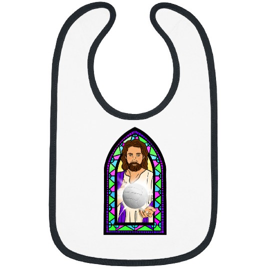 Sport Volleyball Christian Volleyball Player Jesus Stained Glass Christian Sport Lover Bibs