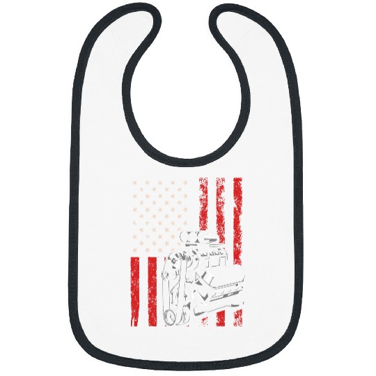 Discover vintages Muscle Car Piston USA Flag for Patriotic Mechanic Bibs