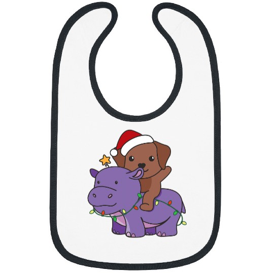 Labrador Pet Christmas Hippo Labrador Merry Christmas Hippopotamus 3 Bibs