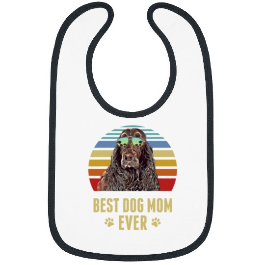 Boykin Spaniel Pet bests Dog Mom Ever Retro Sunset Bibs