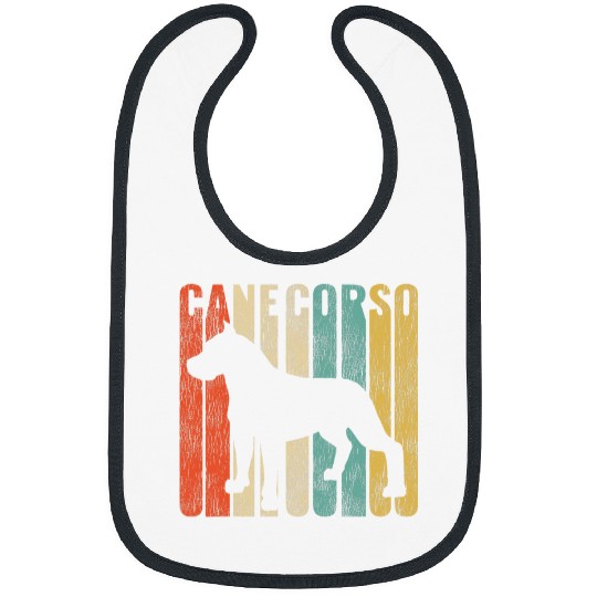 Cane Corso Pet Retro 1970s Dog Silhouette Cracked Distressed Bibs