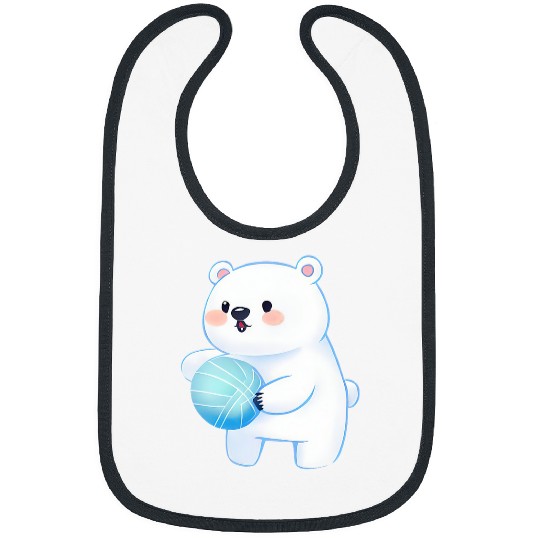 Sport Volleyball Bears Cute Polar Bear Playing Volleyball Bibs