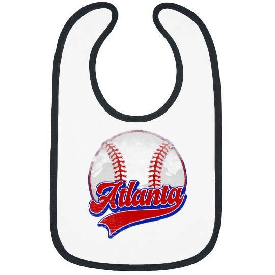 Sport Baseball Vintage Atlanta Cityscape Baseball Lover Player and Fans 29 Bibs