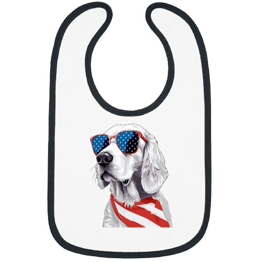 English Setter Pet English Setter with USA Flag Independence Day 4th of July 21 Bibs