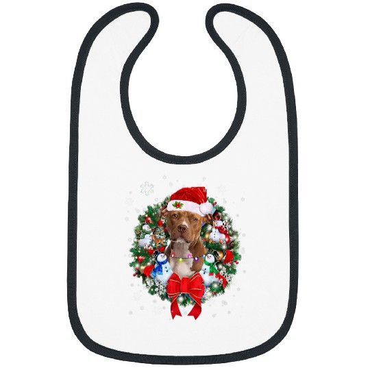 Pitbull Pet Bully Christmas Wreath Decoration xmass Pajamas Bibs