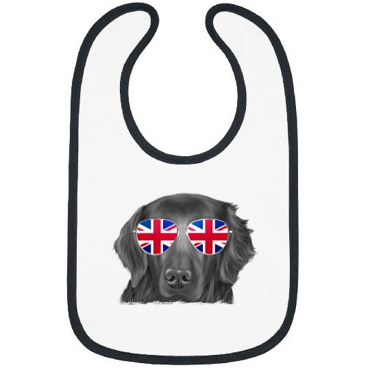 Flat Coated Retriever Pet Dog Union Jack Sunglasses Bibs