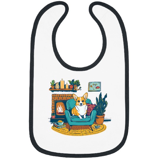 Corgi Pet In Front Of Fireplace Design Corgi Mom Dad Bibs