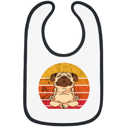 Pug Pet Buddha Meditation Buddhist Funny Pug Dog Yoga Sunset Bibs