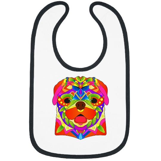 Pug Pet Boho Native American Mandala Animal Yoga Meditation 113 Bibs