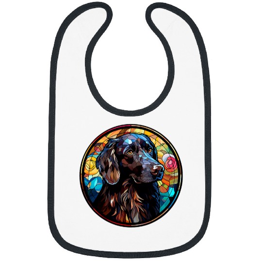 Flat Coated Retriever Pet Dog Stained Glass Leadlight Artistic 1 Bibs