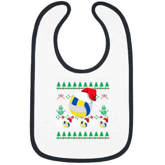 Sport Volleyball HO HO HO Volleyball Ugly Christmas Sweater santa Hat Gifts Bibs