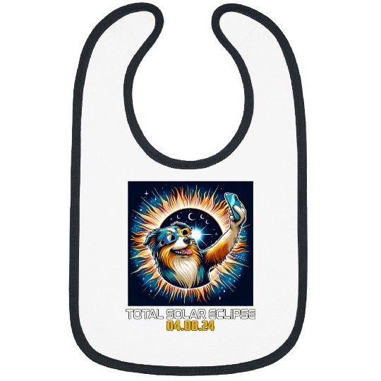 Australian Shepherd Pet Dog Taking Selfie Solar Eclipse 0 Bibs