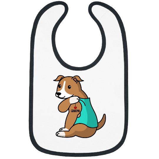 Greyhound Pet I Love Grandma Tattoo Greyhound Grandmother Bibs