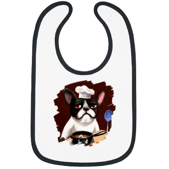 French Bulldog Pet Funny Frenchie French Bulldog Chef Cooking Food Bibs