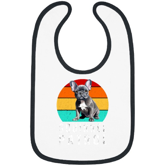 French Bulldog Pet Funny Frenchie on Squirrel Patrol Funny French 7 Bibs