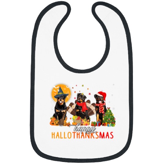 Rottweiler Pet Wizard Hat Turkey Santa Hat Happy Hallothanksmas 2 Bibs